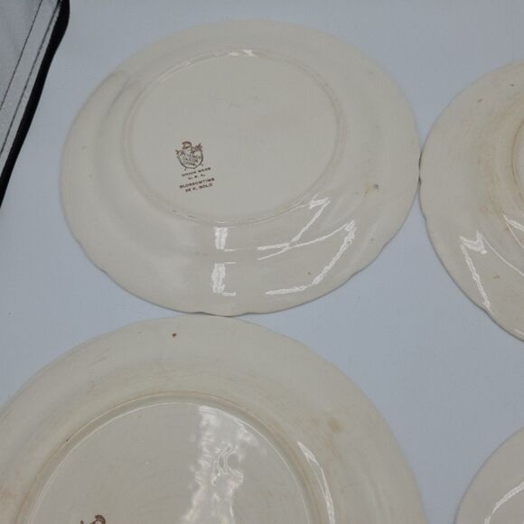 French Saxon China 22k Blossomtime 9.25 Inch Diameter Gold Plates Set Of 4 Lot 1 - Picture 9 of 10